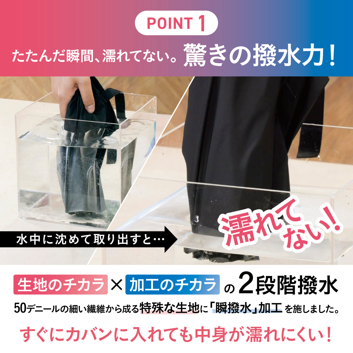 瞬撥水Tsukumo傘│たたんだ瞬間、濡れてない。驚きの撥水力