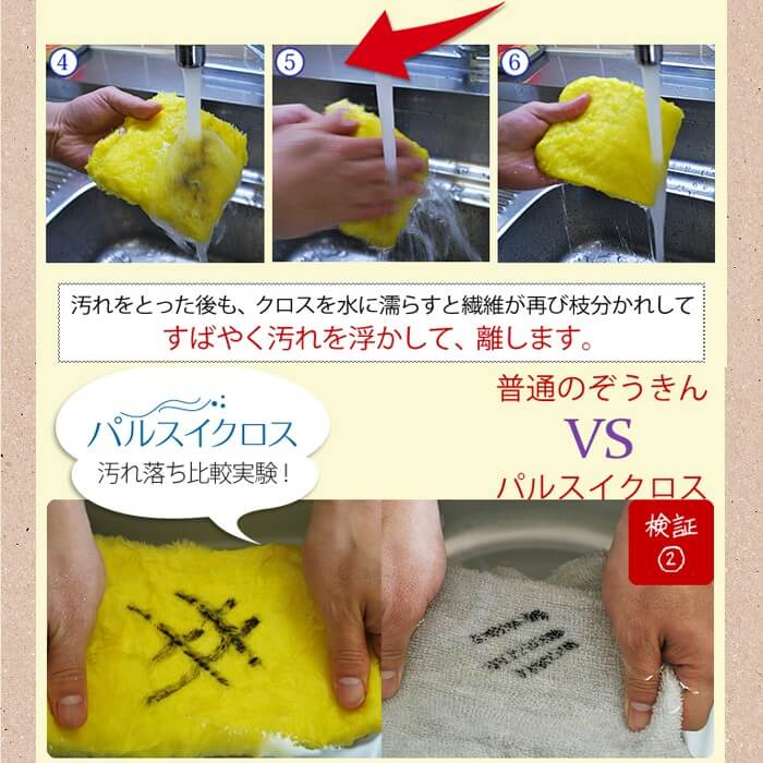 パルスイクロス 厚手タイプ│泡立ちが抜群で油汚れすっきり