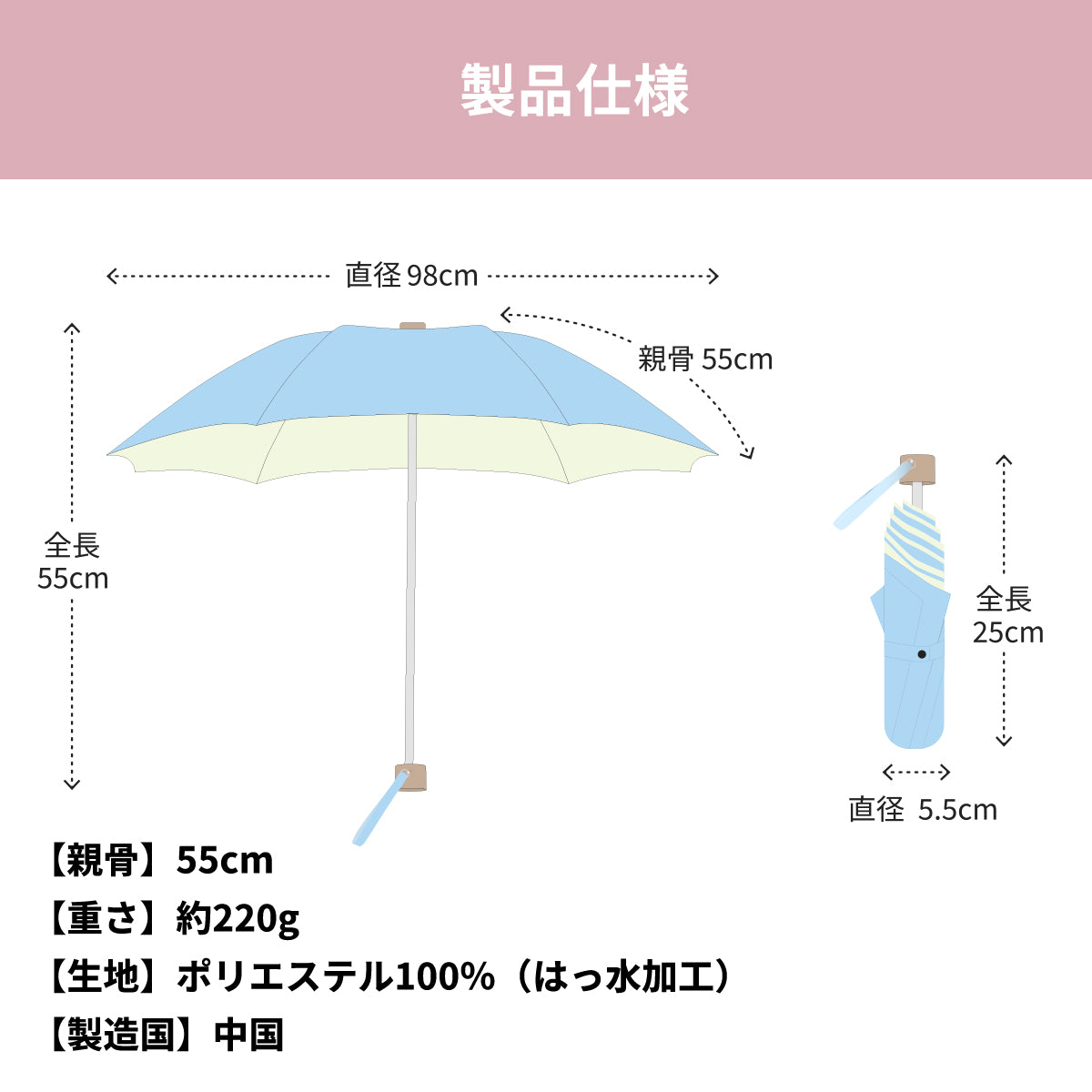 Tsukumo Colors│裏側が黒くない、明るい日傘。UVカット率・遮光率100％