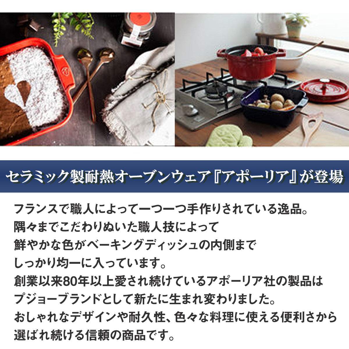 プジョー アポーリア スクエアベイカー(21cm)│熱々を食卓で楽しむ耐熱皿