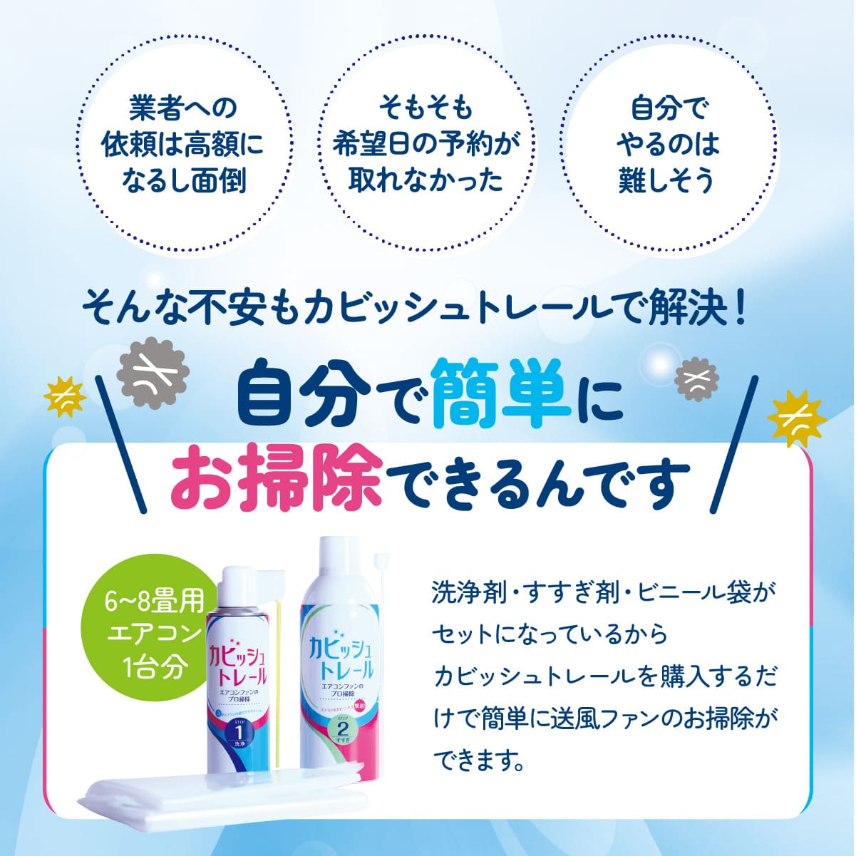 カビッシュトレール│業者いらずでエアコン汚れを泡で撃退