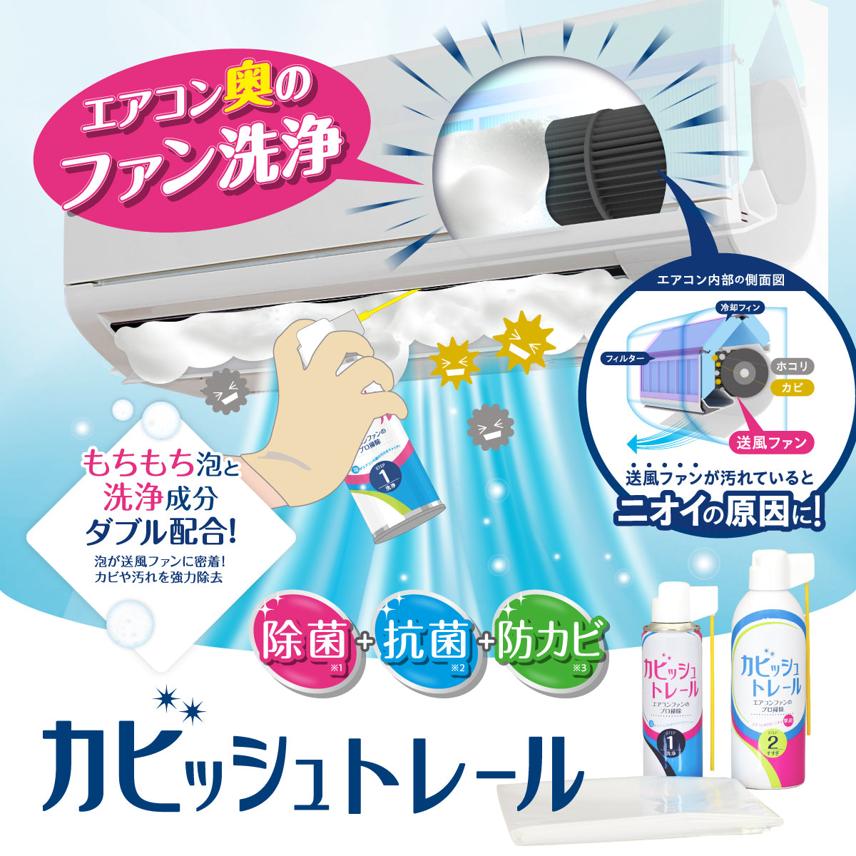 カビッシュトレール│業者いらずでエアコン汚れを泡で撃退