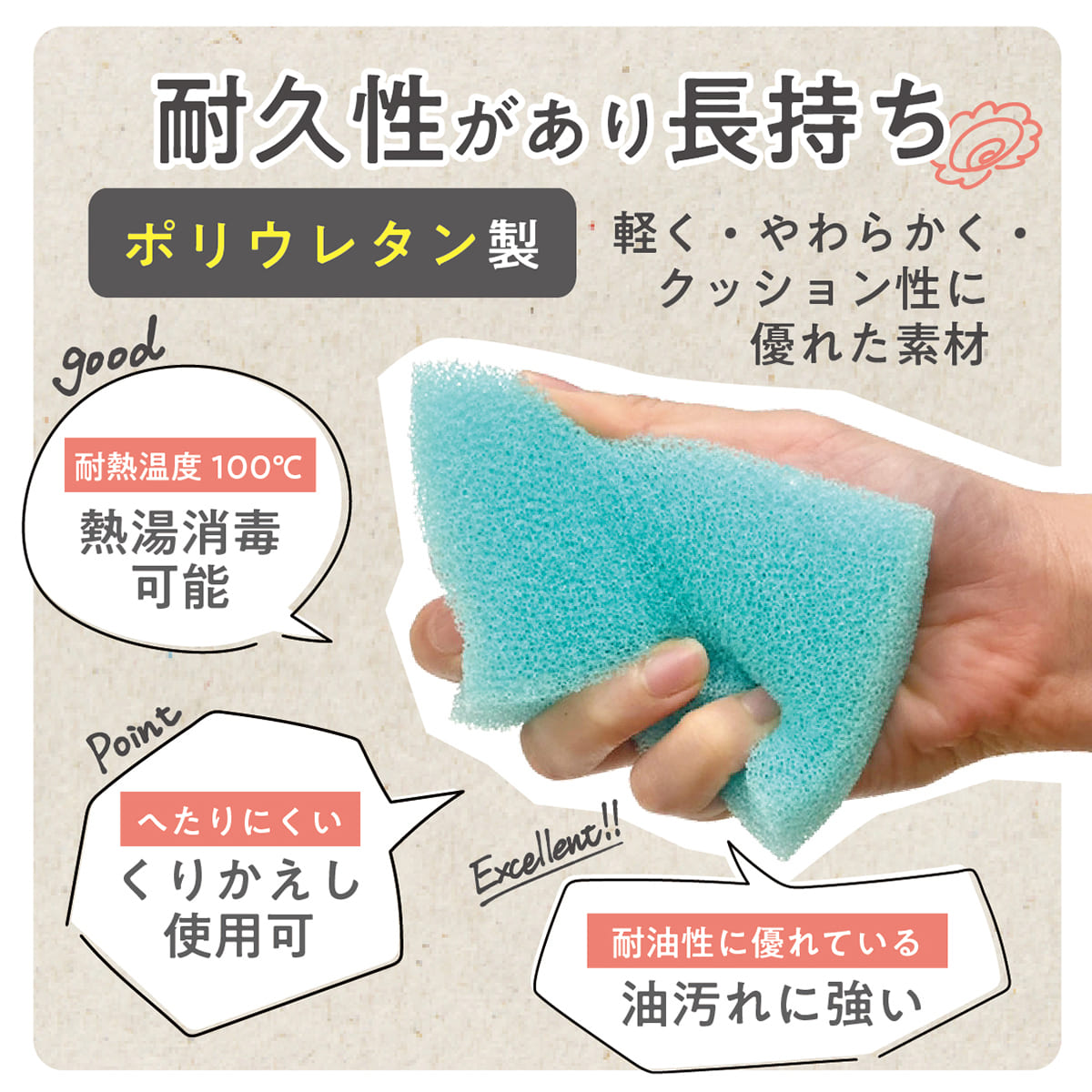 超どイー！スポンジ│泡立ち・水切れが良く耐久性◎