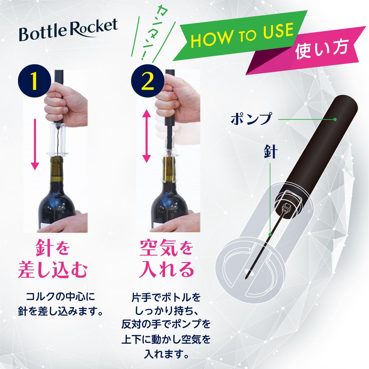 ボトルロケット│空気の力で簡単にコルクが抜ける