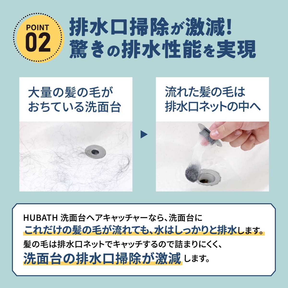 HUBATH 洗面台ヘアキャッチャー│排水口問題を劇的解決